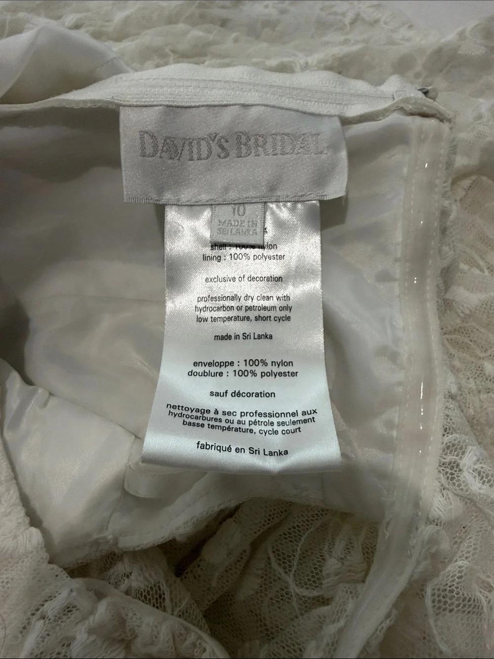 David's Bridal Girls 10 Soft White Off-Shoulder Lace Flower Girl Dress - Picture 2 of 11